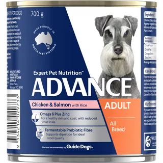 ADVANCE DOG CANS CHICKEN SALMON 700G