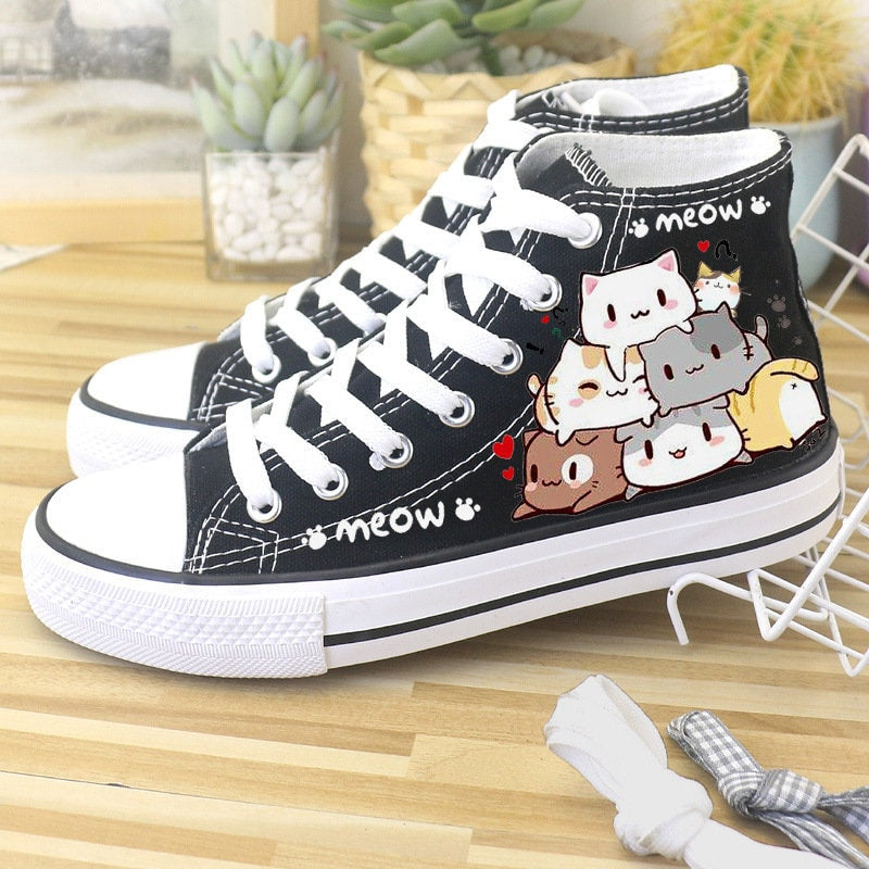 Dormitory Loved one Manhattan Cat Cartoon High Top | Converse Style Sneakers | Meow – stylesvista