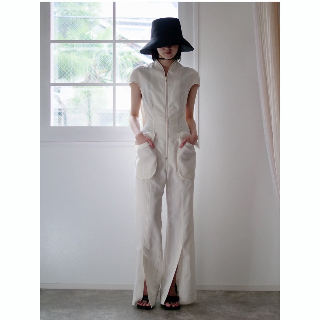 Mame Kurogouchi(マメ) Viscose Hemp Sleeveless Jump Suit ジャンプ