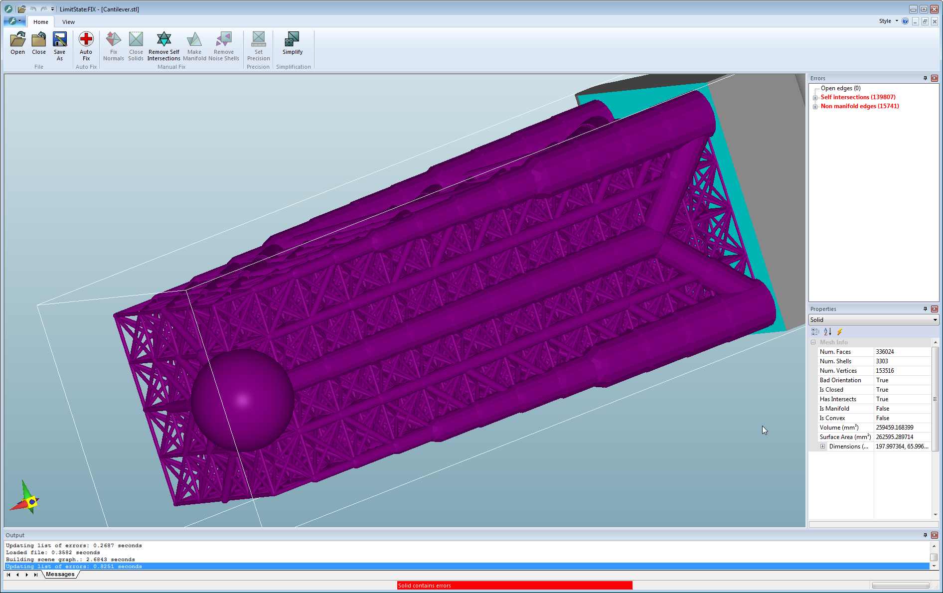 Complex cantilever STL mesh for automobile chassis