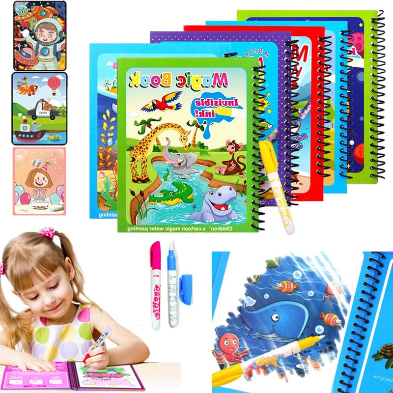 Magic Painting Resauble Coloring Cloth Doodle Book for Kids No Mess Just Water！ 