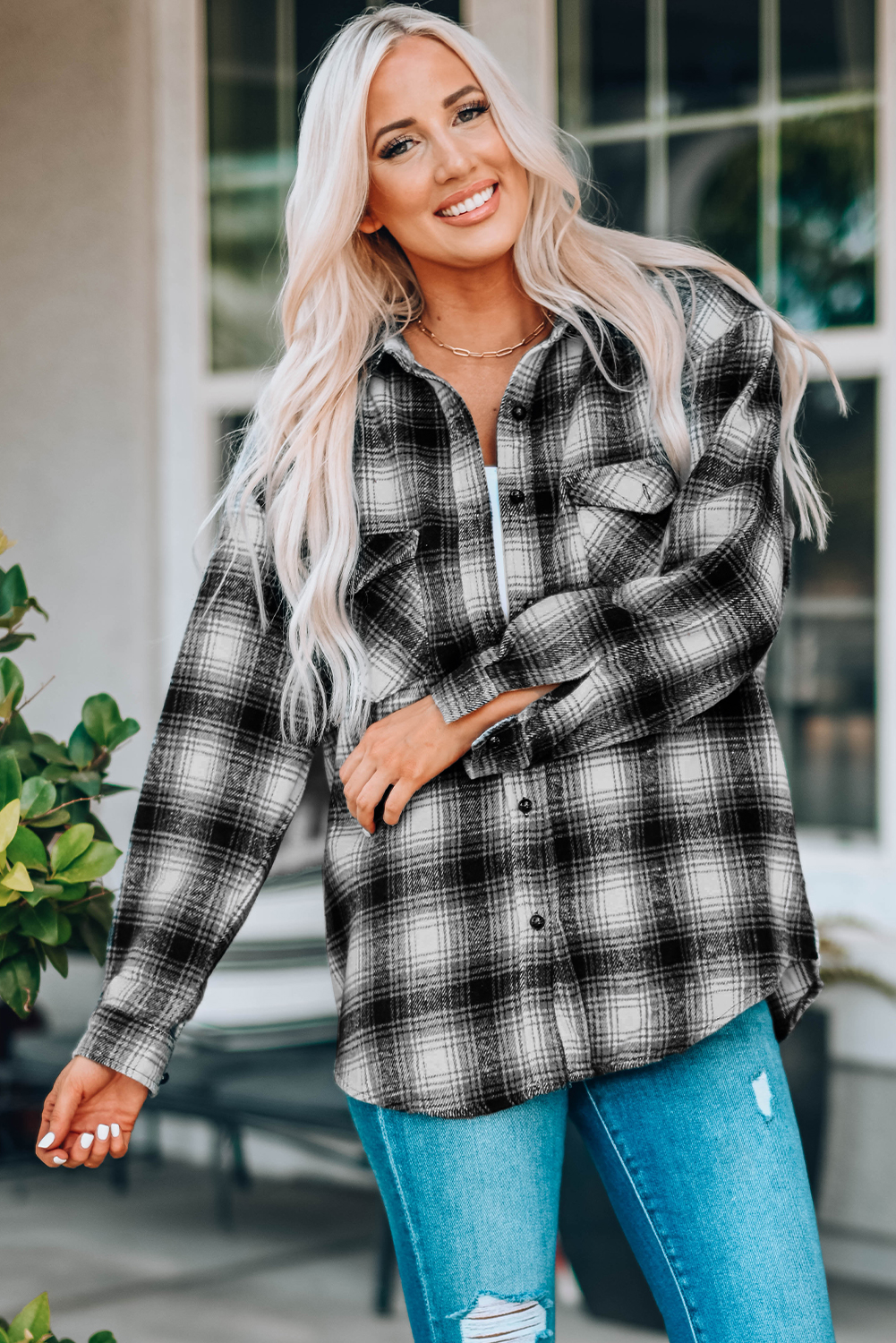 Simply The Best Plaid Curved Hem Shacket Social Co Boutique Clothing
