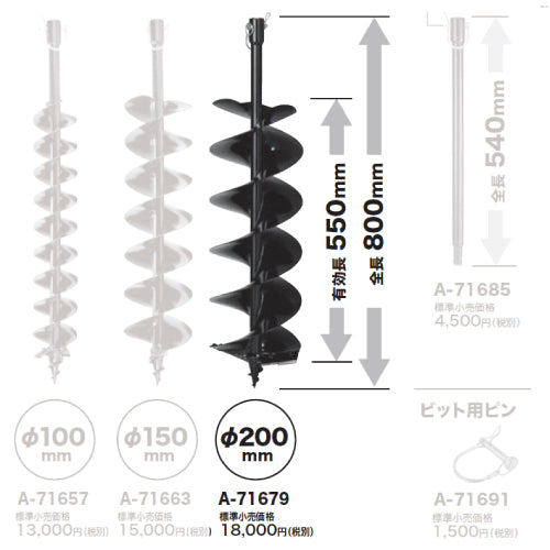 マキタ アースオーガビット/A-71679 200mm｜農業用 www.smecleveland.com