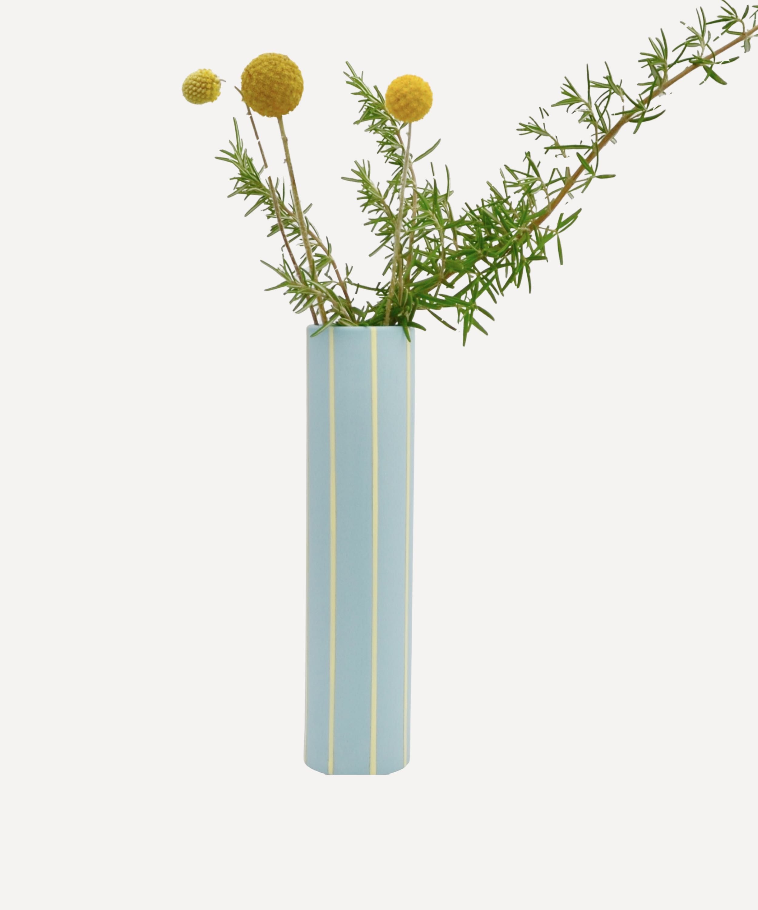 Coloured Striped Vase Turquoise
