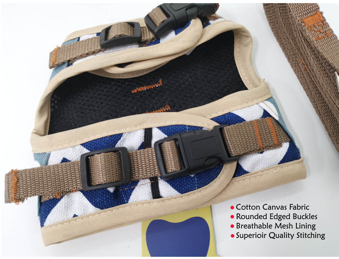 A+a Pets' Retro Vest Style Harness & Leash Set for Puppies, Small Dogs, Cats