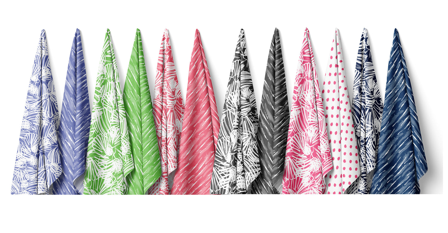 mock ups of hanging scallop and coordinating surface pattern designs