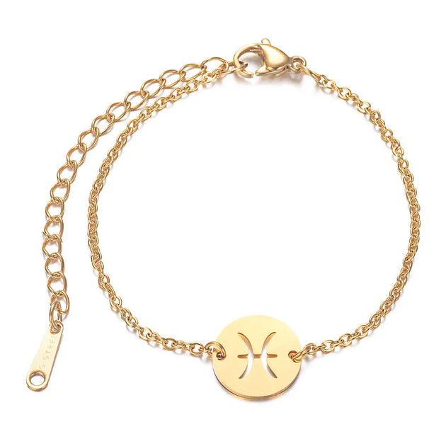 Eleusine Constellation Astrology Bracelet Unisexe Bracelet en cuir PU Bracelet Poissons 