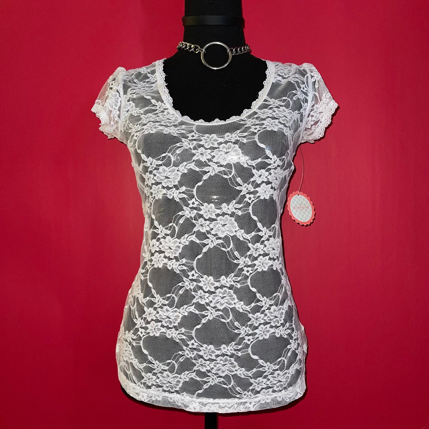 Deadstock Dainty White Lace Short Sleeve Top