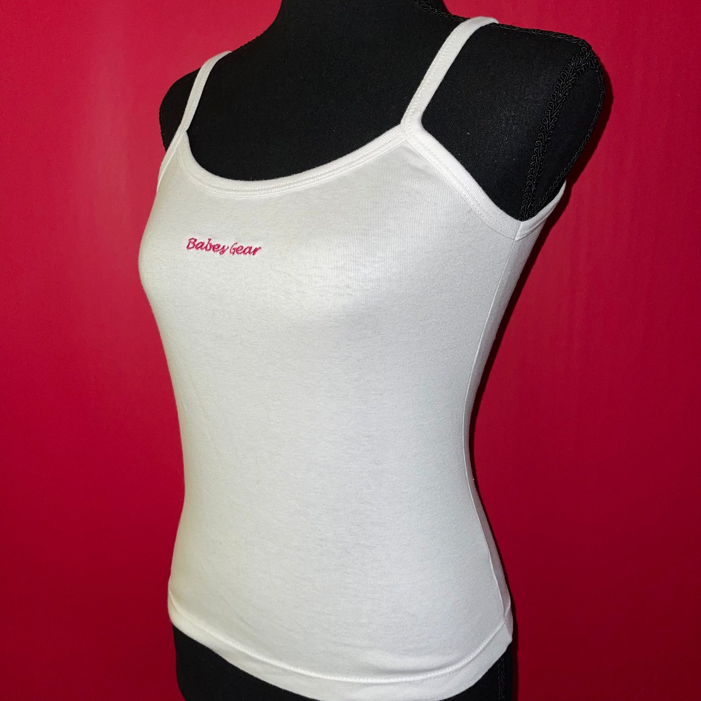 Y2K White & Pink ‘Babes Gear’ Embroidery Tank