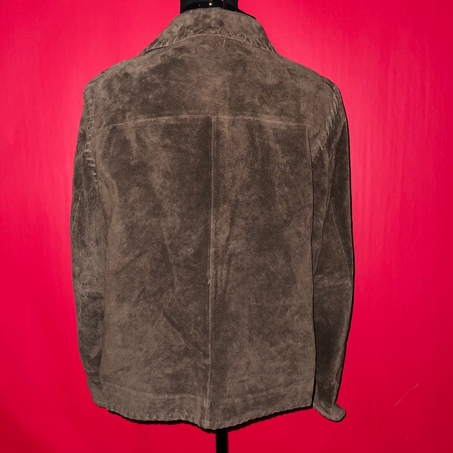 Men’s Chocolate Brown 90s Suede Genuine Leather Button Up Jacket