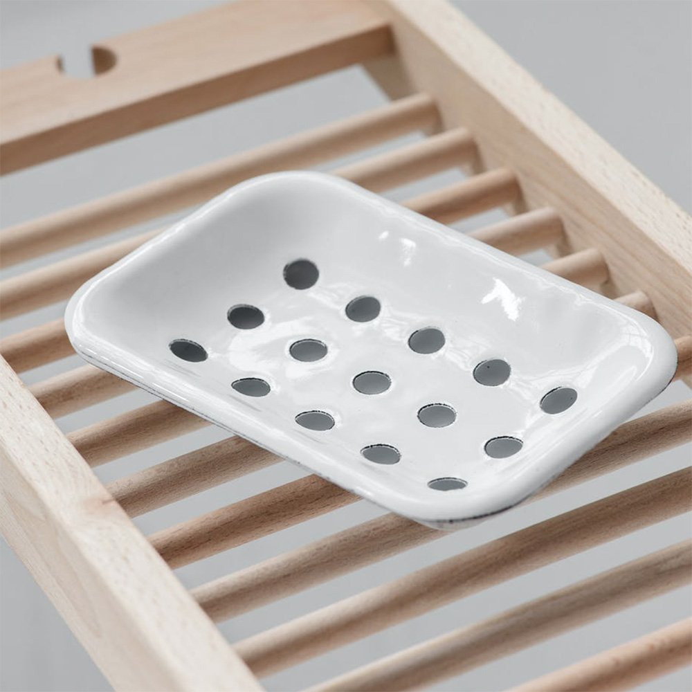 enamel soap dish with drain