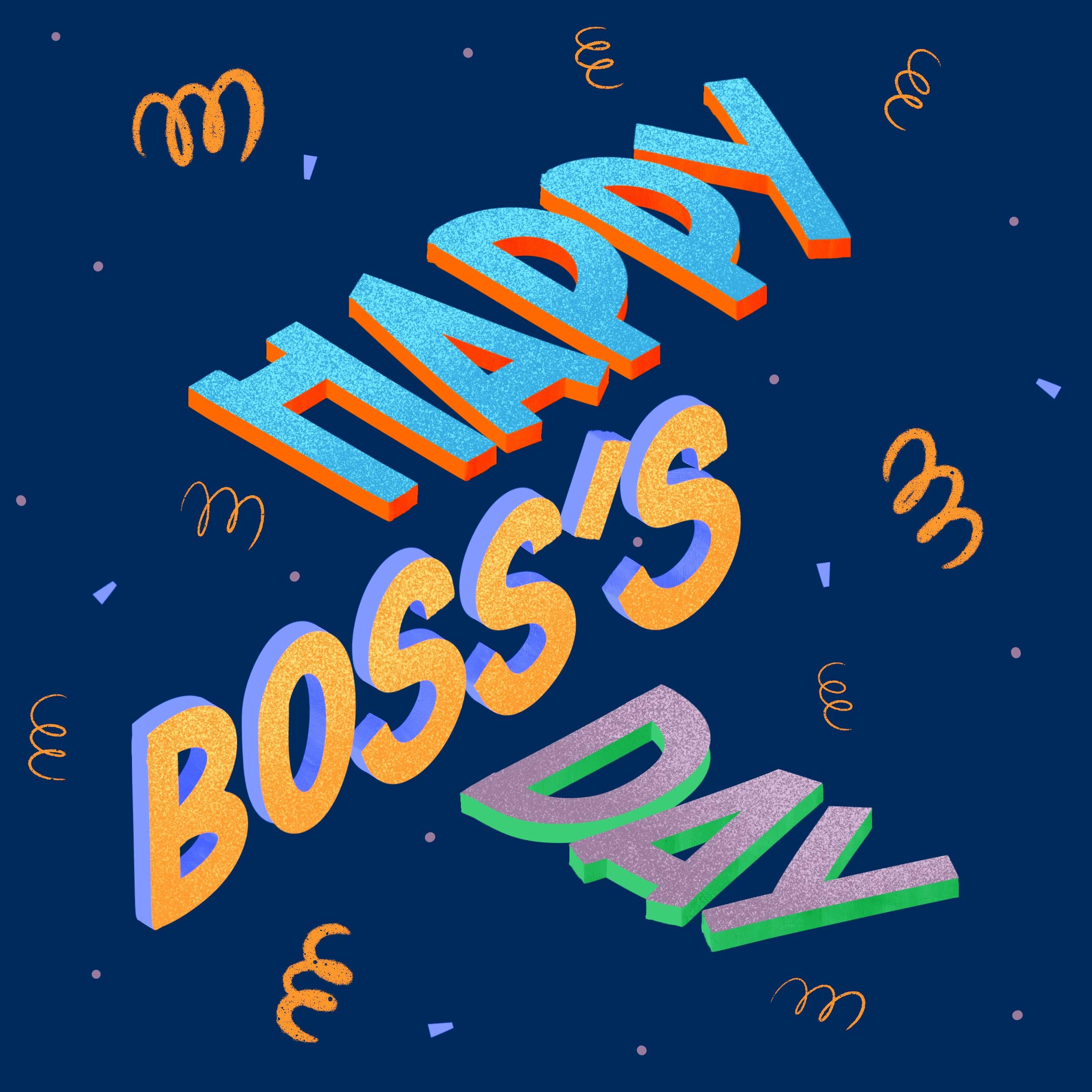 Happy Boss's Day Simple Swirls Confettiexploding Greetings Card Boomf