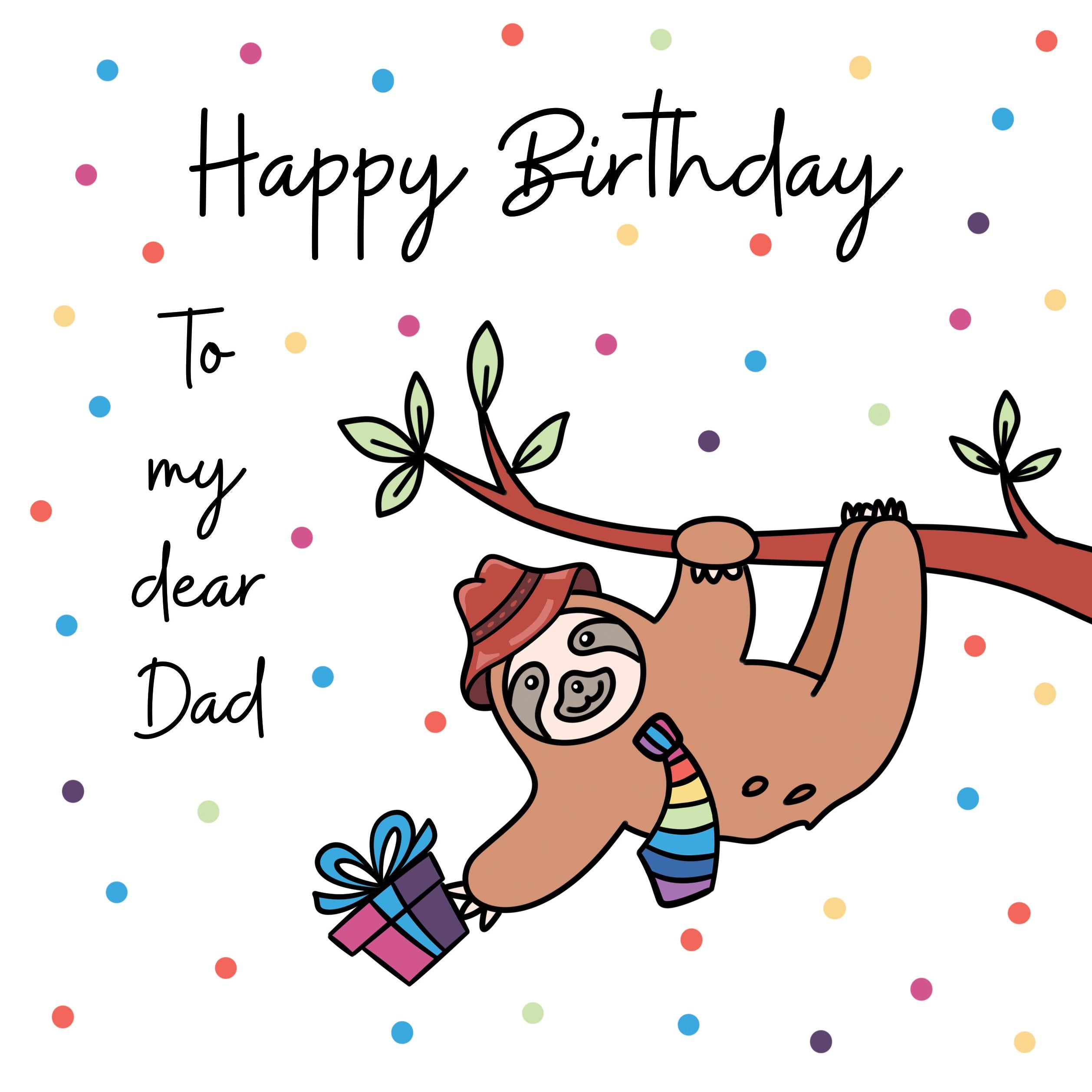 Happy Birthday Dad Sloth With A Gift Hanging On A Tree Confetti-explod –  Boomf