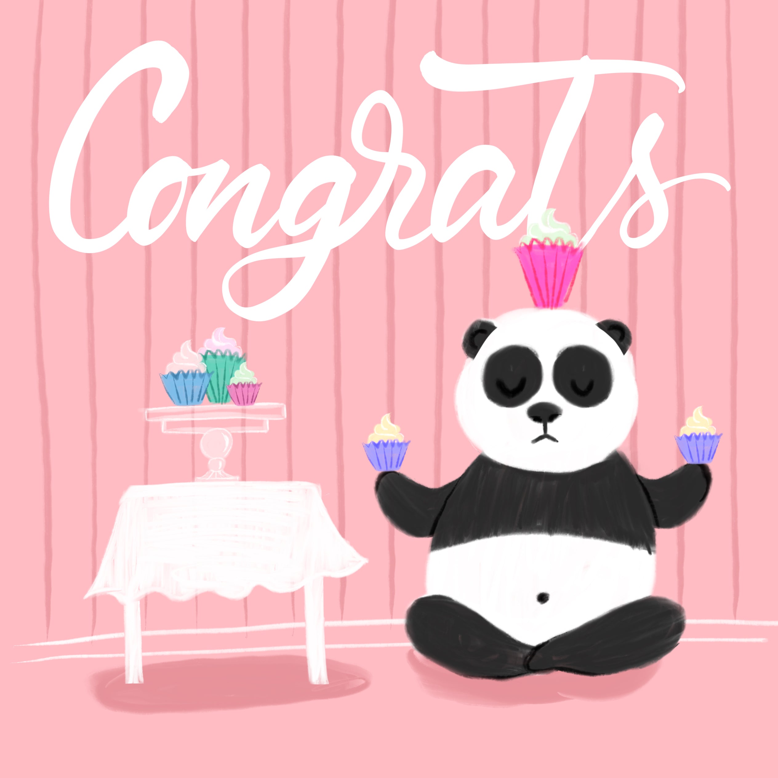 exegese Beyond Krachtig Roze Achtergrond Panda Met Cupcakes Gefeliciteerd | Boomf