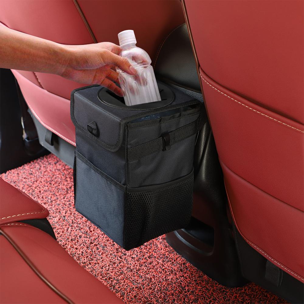 Portable Folding Multipurpose Trash Bag for Car AstroAI Car Bin Trash Can with Lid and Storage Pockets,2.5 Gallon Waterproof Car Garbage Bin & Organizer 
