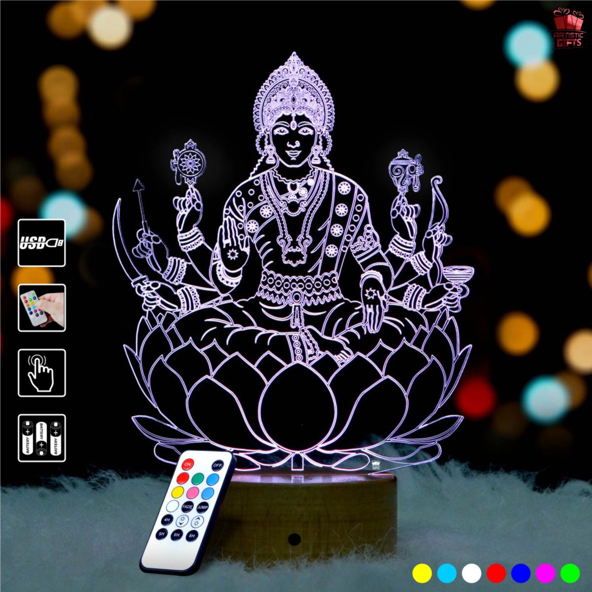 3D LED Illusion Maa Durga Murti & Idol for Home – Artistic Gifts