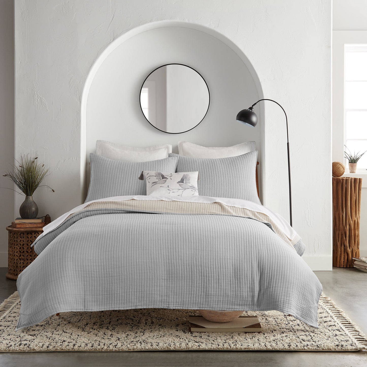 Caden Cotton Gauze Grey Mist Coverlet