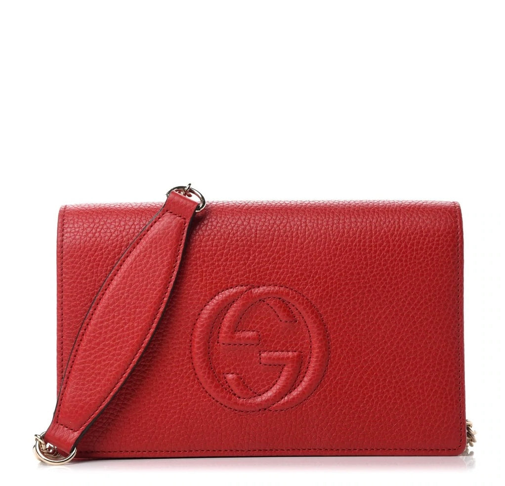 gucci ladies chain coin purse bag in red