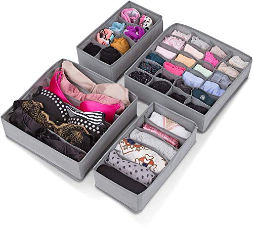 6x Foldable Storage Underwear Socks Bra Tie Draw Divider Organiser Container Box 