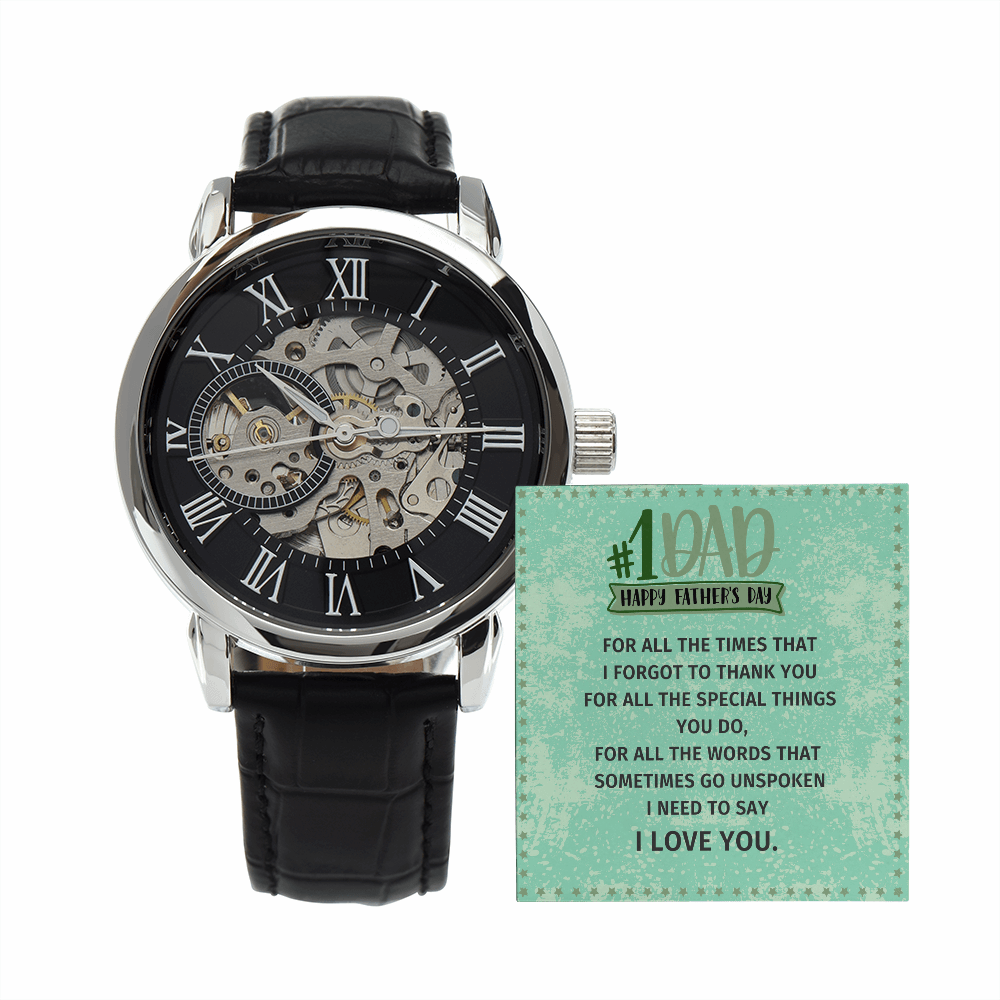 Gift For Dad - One Daddy - Men´s Openwork Watch hgnjewels1