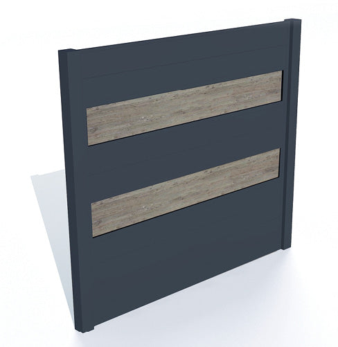 EUROS - aluminium schutting met 2 panelen houtstructuur 