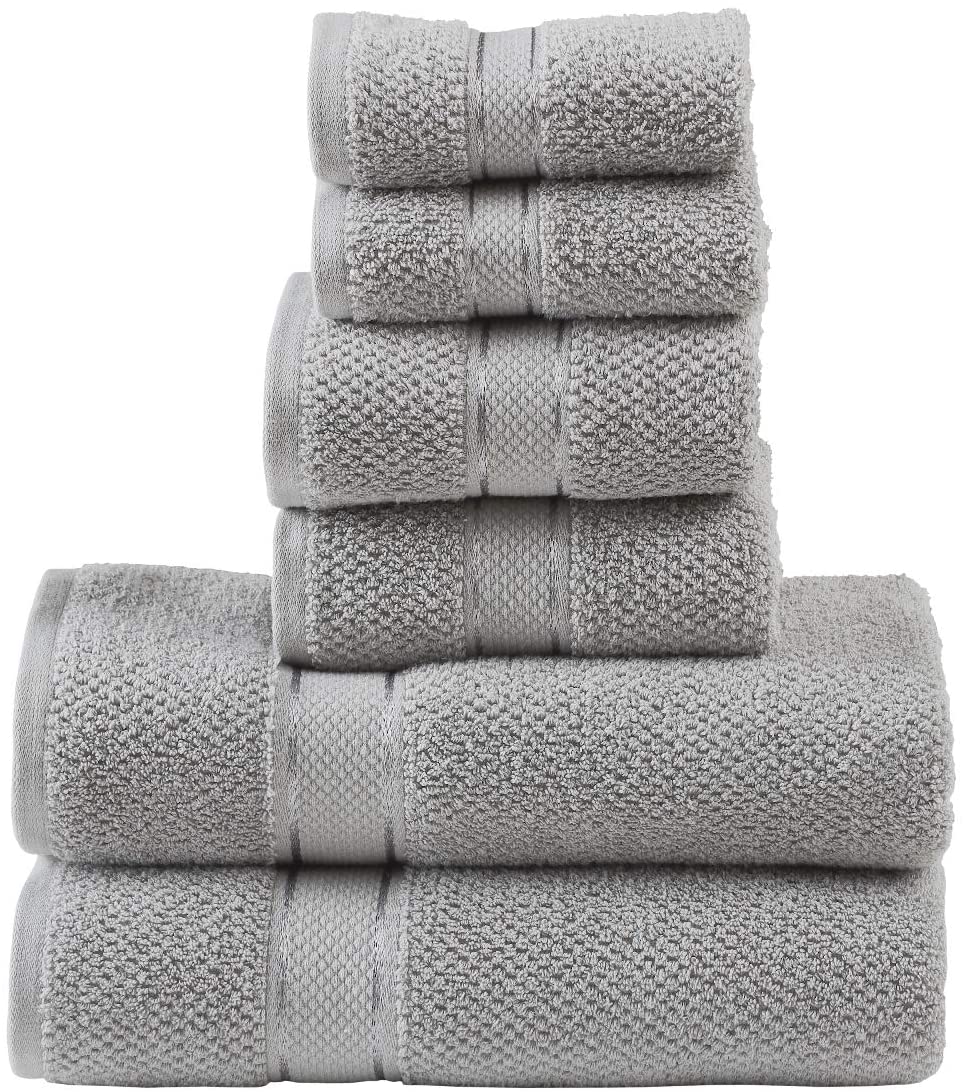 Rice Weave 4 Piece Cotton Bath Towel Set 100% Cotton 600 GSM Absorbent SILVER 