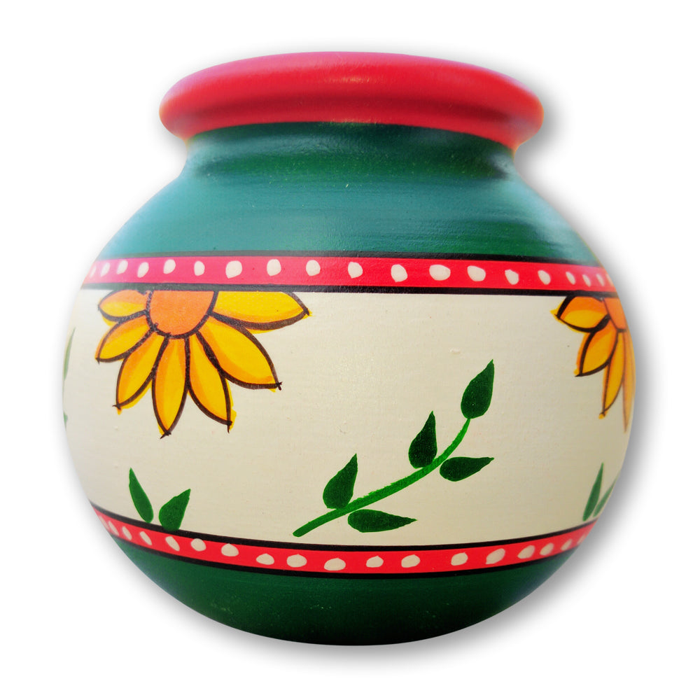 Hand Painted Wooden Pot - Green and White freeshipping - Shreni ...