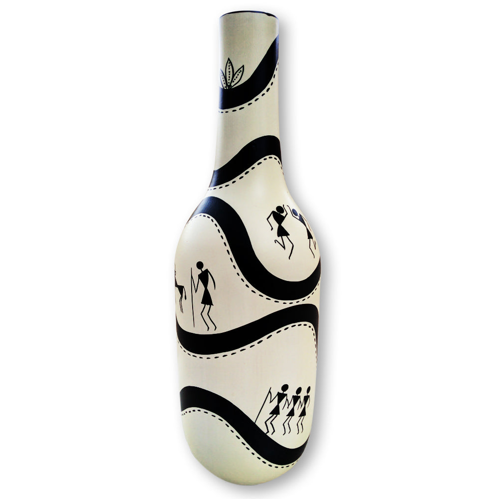 Hand Painted Wooden Bottle - Warli Design freeshipping - Shreni ...