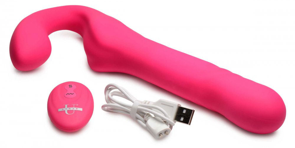 Mighty Thrust Thrusting And Vibrating Strapless Strap On With Remote