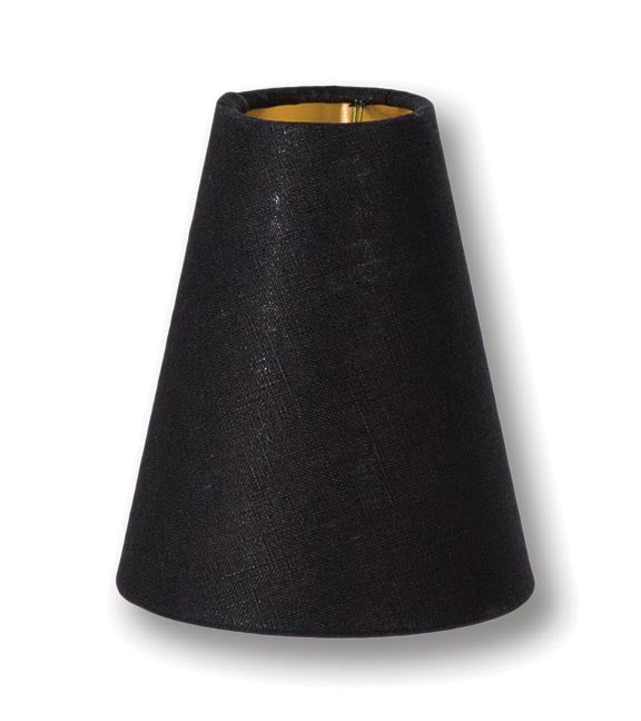 Tapered Deep Empire Chandelier Shades, Black Linen, Gold Lining