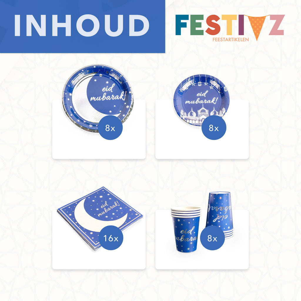 Overleven Defecte Ijsbeer Ramadan/Eid Servies Set - Blauw Zilver – Festivz