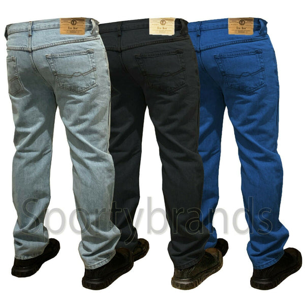 New Mens Straight Leg Basic Heavy Work Jeans Denim Pants All Waist Big Sizes 