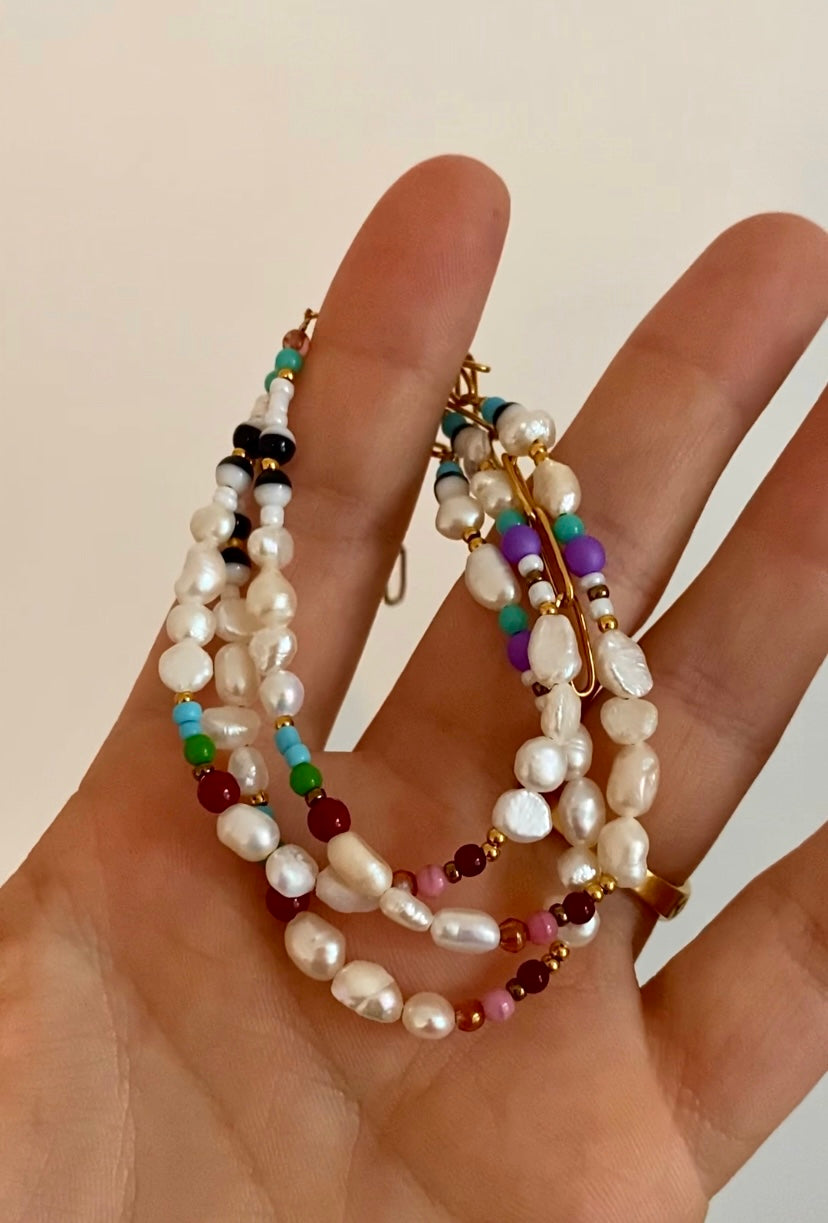 Lola Pearl & Gold Trinket Bracelets – Malu Moon