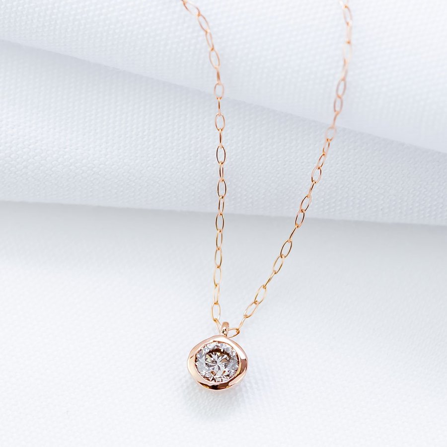 けします】 ダイヤモンド ネックレス K18 ピンクゴールド 0.15ct