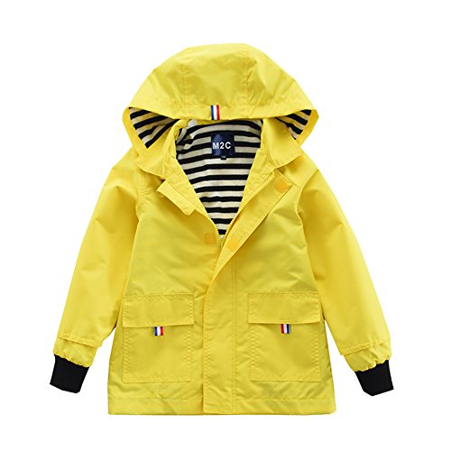 M2C Boys Girls Cotton Lined Waterproof Rain Jacket Hooded Windproof Raincoat 