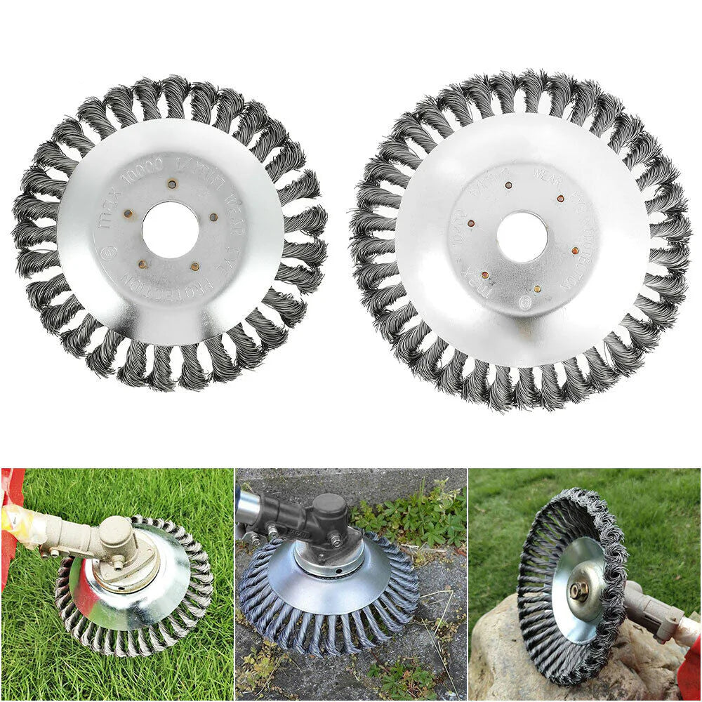 8" WEED BRUSH STEEL WIRE TRIMMER WHEEL GARDEN LAWN MOWER HEAD TOOL GRASS CUTTER