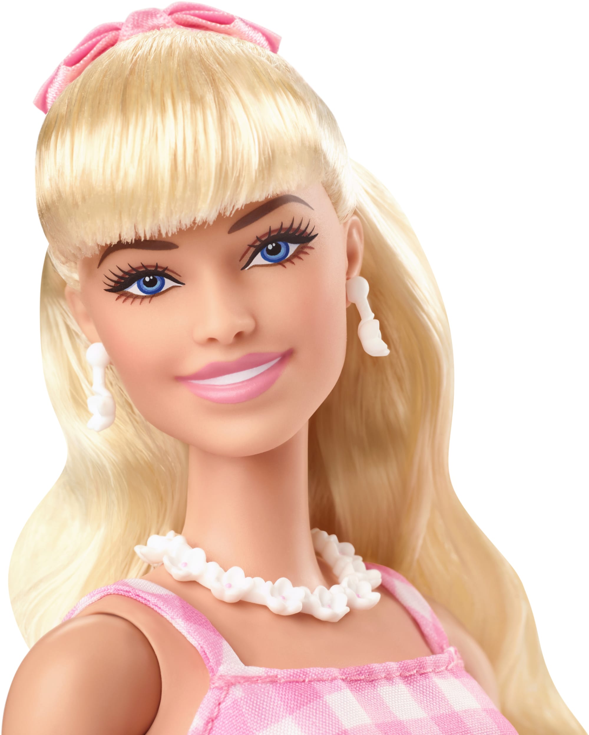 Barbie Film Poupée de coll Robe de guingan rose, Margot Robbie Mattel