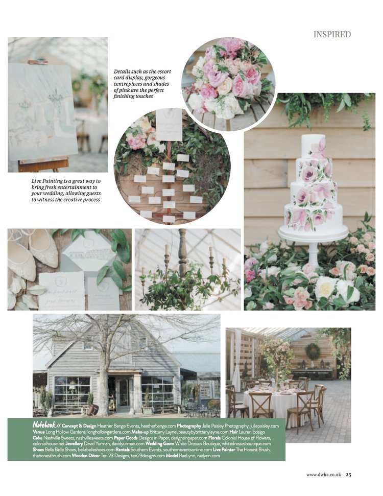 Country Music Super Star RaeLynn Wedding Flowers With Colonial House of Flowers (Atlanta, Georgia) at Long Hollow Gardens in Nashville Tennessee | Photography by Julie Paisley | Floral featuring pink white green peony rose ranunculus flowers | International Wedding + Honeymoon Magazine, November December 2017 Issue