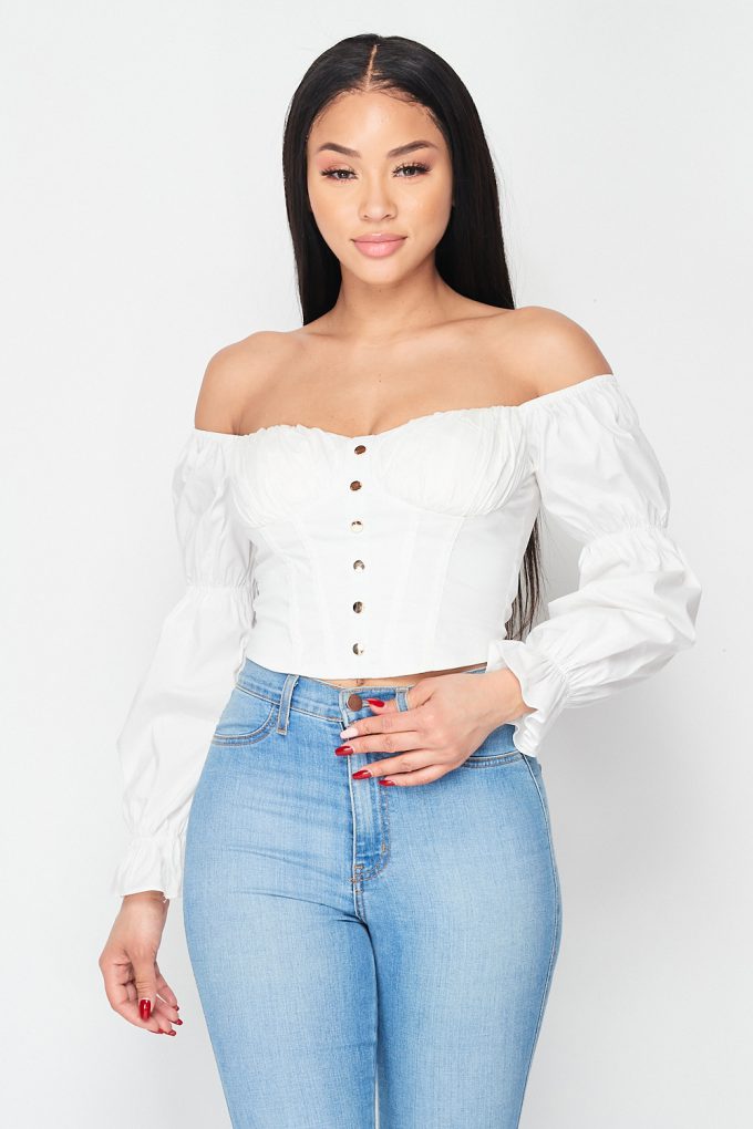 white off shoulder corset top