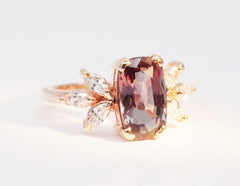 Alexandrite and diamond engagement ring