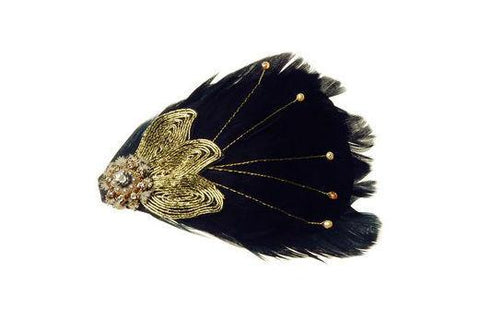 art deco feather hair grip