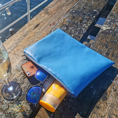 Blue Vegan Leather Clutch Bag-Tegen Accessories