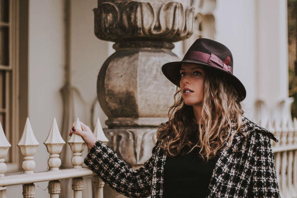 Grey fedora with red feather detail-hats-Autumn accessories-Tegen Accessories