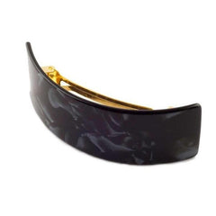 Wide Arched Barrette-Black Marble