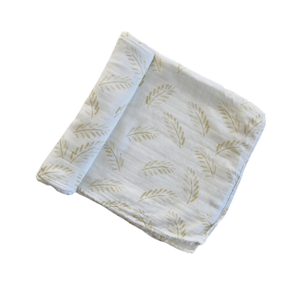 Organic Bamboo Cotton Swaddle - Gold Fern