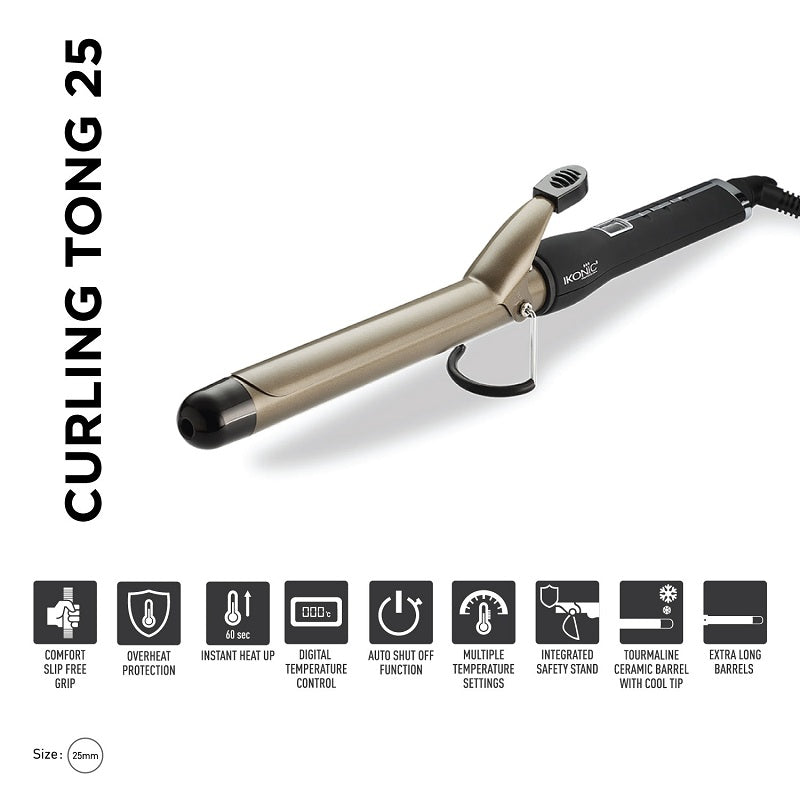 IKONIC CT-25 Electric Hair Curler / Curling Tong (Barrel Diameter: 25 –  Cloud Sell Online