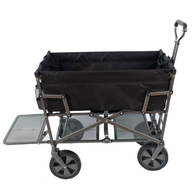 Mac Sports Double Decker Collapsible Outdoor Cart Utility Garden Wagon, Black