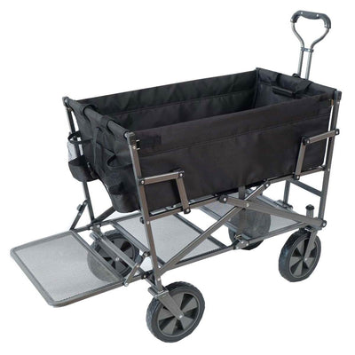 Mac Sports Double Decker Collapsible Outdoor Cart Utility Garden Wagon, Black