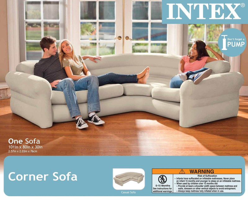 Intex Inflatable Corner Living Room Neutral Sectional Sofa 68575EP (2 Pack)