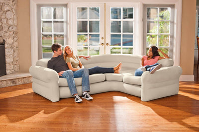 Intex Inflatable Corner Living Room Neutral Sectional Sofa 68575EP (3 Pack)